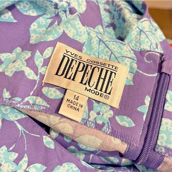 16 Yves Cossette Depeche Mode Floral Sundress Purple Blue Zipper NWT - Picture 7 of 7